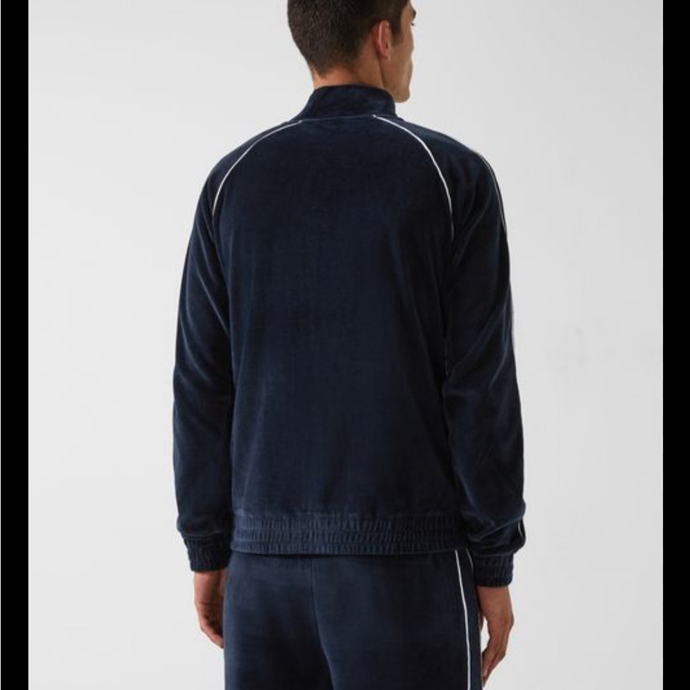 Vintage The Men’s Shop by JCPenney Blue Velour V-Neck Pullover Small S Large L.